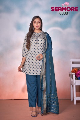 Anaaya by Seamore Roman silk embroidered kurti pant and dupatta catalogue at affordable rate readymade suit catalogs