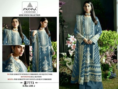 Anamsa by 230 IJKL designer semi stitched pakistani suit catalogue at affordable rate pakistani suit catalogs