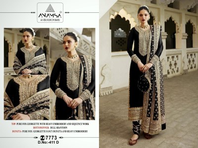 Anamsa by 411 ABCD exclusive beautiful embroidered unstitched dree material catalogue salwar kameez catalogs