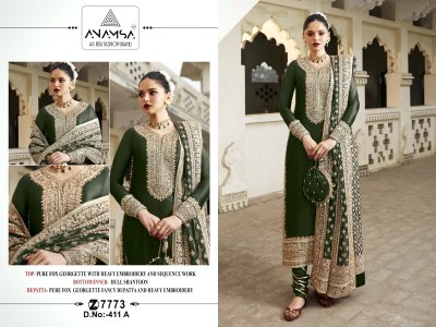 Anamsa by 411 ABCD exclusive beautiful embroidered unstitched dree material catalogue salwar kameez catalogs