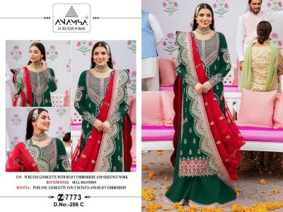 Anamsa present 286 ABCD pure georgette embroidered fancy sharara suit catalogue fancy sharara suit Catalogs