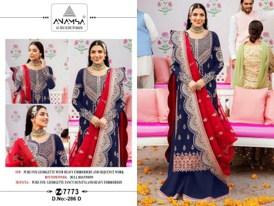 Anamsa present 286 ABCD pure georgette embroidered fancy sharara suit catalogue fancy sharara suit Catalogs