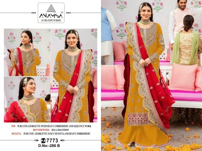 Anamsa present 286 ABCD pure georgette embroidered fancy sharara suit catalogue fancy sharara suit Catalogs