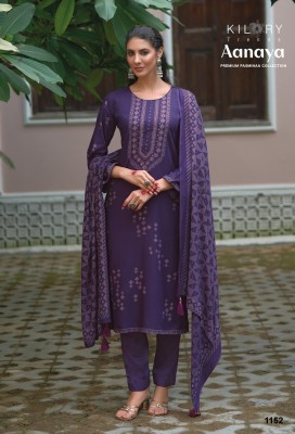 Ananya by Kilory trends pure pashmina foil printed unstitched dress material catalogue at low rate salwar kameez catalogs