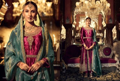 Anarkali by Cindrella embroidered exclusive velvet Anarkali suit catalogue at low rate fancy Anarkali suit catalogs