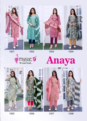 Anaya vol 1 by Mystic 9 Premium quality reyon embroidered kurti pant and dupatta collection readymade suit catalogs