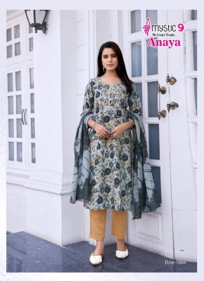 Anaya vol 1 by Mystic 9 Premium quality reyon embroidered kurti pant and dupatta collection readymade suit catalogs