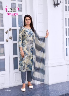 Anaya vol 1 by Mystic 9 Premium quality reyon embroidered kurti pant and dupatta collection readymade suit catalogs