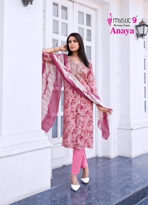 Anaya vol 1 by Mystic 9 Premium quality reyon embroidered kurti pant and dupatta collection readymade suit catalogs