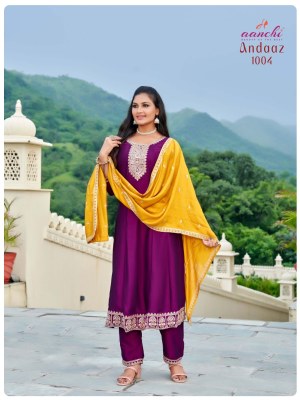 Andaaz by Aanchi Vichitra flair kali Kurti pant and dupatta catalogue at affordable rate readymade suit catalogs