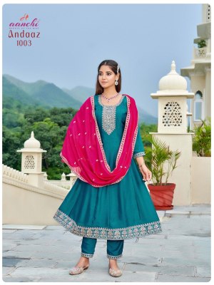 Andaaz by Aanchi Vichitra flair kali Kurti pant and dupatta catalogue at affordable rate readymade suit catalogs