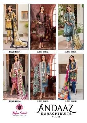 Andaaz karachi vol 6 by Nafisha cotton digital printed karachi suit catalogue at affordable rate Karachi suits catalogs