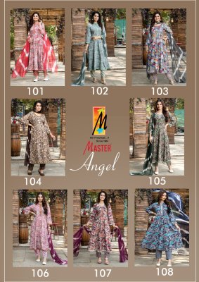 Angel by master lunch flared reyon kurti with pant and dupatta catalogue readymade suit catalogs