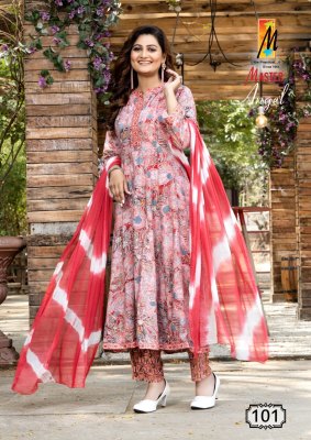 Angel by master lunch flared reyon kurti with pant and dupatta catalogue readymade suit catalogs