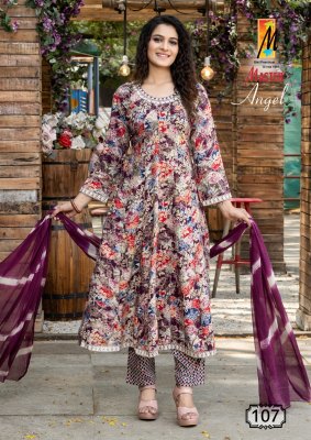 Angel by master lunch flared reyon kurti with pant and dupatta catalogue readymade suit catalogs