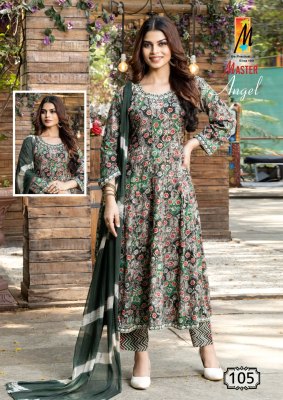 Angel by master lunch flared reyon kurti with pant and dupatta catalogue readymade suit catalogs