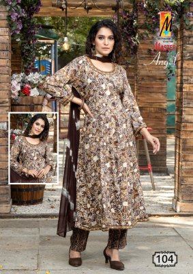 Angel by master lunch flared reyon kurti with pant and dupatta catalogue readymade suit catalogs