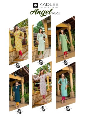 Angel vol 2 by Kadlee Reyon Printed Straight Fancy Kurti Catalogue at Affordable rate  kurtis catalogs