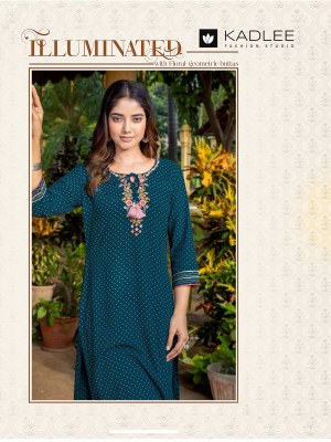 Angel vol 2 by Kadlee Reyon Printed Straight Fancy Kurti Catalogue at Affordable rate  kurtis catalogs