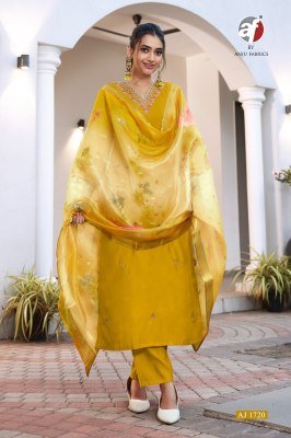 Anju AJ D No 1720 Festive Handcrafted Kurti Pant Set with Modal Silk and Pure Organza Jacquard Dupatta Wholesale Anju Fabrics