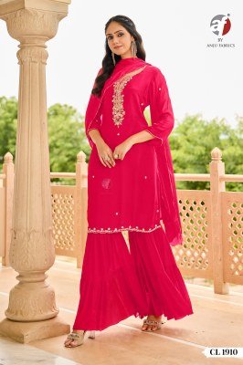 Anju CL 1910 Pure Chinon Chiffon Short Kurti with Sharara And Dupatta Heavy Wholesale Ethnic Wear 