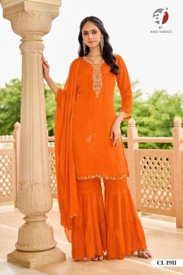 Anju CL 1911 Pure Chinon Chiffon Short Kurti with Sharara And Dupatta Wholesale Collection 