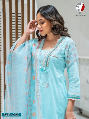 Anju D No. 907 Pure Cotton Anarkali Kurti Pant And Dupatta Set Designer Ethnic Wear Collection Wholesale kurtis catalogs