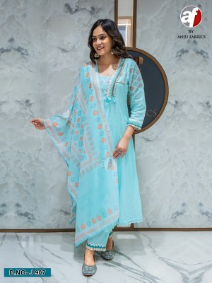 Anju D No. 907 Pure Cotton Anarkali Kurti Pant And Dupatta Set Designer Ethnic Wear Collection Wholesale kurtis catalogs
