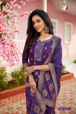 Anju D No  MT 4742 Elegant Pure Dola Silk Kurti with Jacquard Santoon Pant ANd Heavy Jacquard Handwork Dupatta Wholesale kurtis catalogs