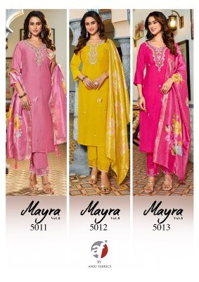 Anju Fabric Mayra Vol 8 Modal Silk Kurti Pant Dupatta Set Wholesale Buy Online readymade suit catalogs