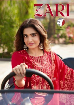 Anju Fabric Zari Design No 4081 to 4084 Designer Readymade Kurti Set Collection  Anju Fabrics