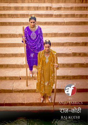 Anju Fabrics Raj Kothi Pure Natural Crepe Kurti Pant Set with Chinnon Digital Print Dupatta And Handwork Detailing Wholesale kurtis catalogs