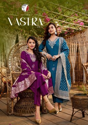 Anju Fabrics Vastra Vol 5 Roman Silk Kurti Pant Set with Heavy Banarasi Jacquard Dupatta And Pure Handwork Wholesale Anju Fabrics