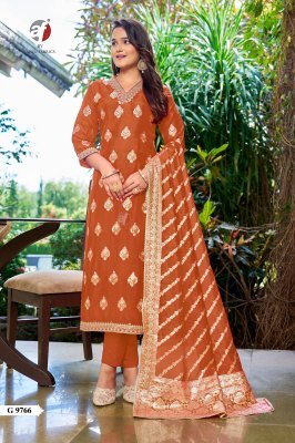 Anju G 9766 Pure Dola Silk Kurti Pant Dupatta Set Wholesale Ethnic Wear kurti pant with dupatta Catalogs
