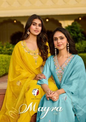 Anju Mayra Vol 7 Modal Silk Kurti Pant with Dupatta Pure Organza Handwork Set Wholesale Product wholesale catalogs