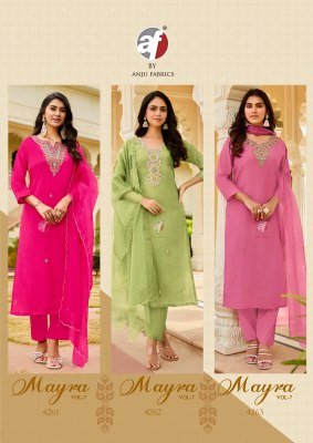 Anju Mayra Vol 7 Modal Silk Kurti Pant with Dupatta Pure Organza Handwork Set Wholesale Product kurtis catalogs