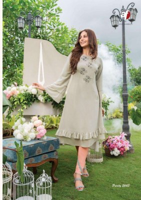 Anju fabric by Purity vol 3 heavy georgette embroidered readymade suit catalogue at affordable rate kurtis catalogs