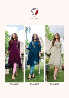 Anju fabric by Purity vol 3 heavy georgette embroidered readymade suit catalogue at affordable rate kurtis catalogs