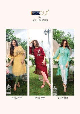 Anju fabric by Purity vol 3 heavy georgette embroidered readymade suit catalogue at affordable rate kurtis catalogs