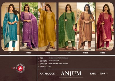 Anjum by Triple A pashmina fabcy unstitched collection of dress material salwar kameez catalogs