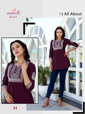 Annie by Aanchi tread embroidered short western top catalogue at affordable rate western wear catalogs