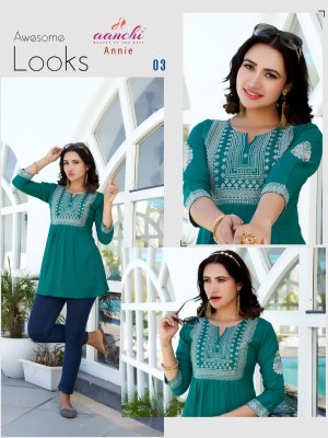 Annie by Aanchi tread embroidered short western top catalogue at affordable rate western wear catalogs