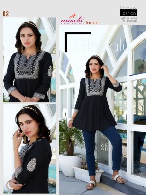 Annie by Aanchi tread embroidered short western top catalogue at affordable rate western wear catalogs