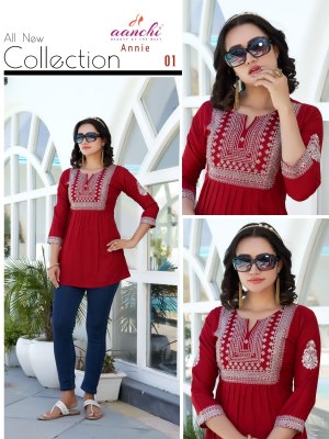 Annie by Aanchi tread embroidered short western top catalogue at affordable rate western wear catalogs