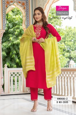 Anokhi vol 2 by Diya Trends fancy straight kurti pant and dupatta at low rate readymade suit catalogs