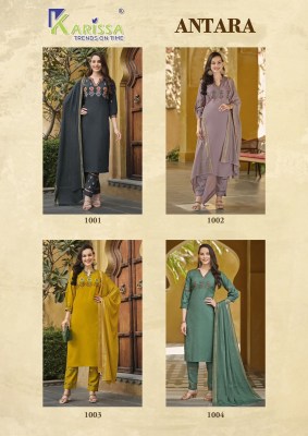 Antara by Karissa premium reyon fancy designer kurti pant and dupatta catalogue at affordable rate readymade suit catalogs