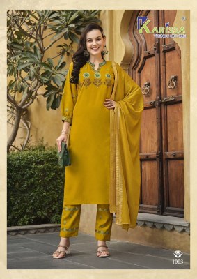 Antara by Karissa premium reyon fancy designer kurti pant and dupatta catalogue at affordable rate readymade suit catalogs