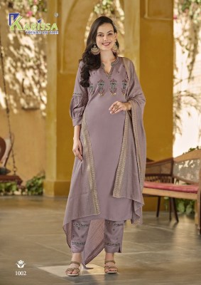 Antara by Karissa premium reyon fancy designer kurti pant and dupatta catalogue at affordable rate readymade suit catalogs