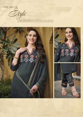 Antara by Karissa premium reyon printed kurti pant and dupatta catalogue at low rate readymade suit catalogs