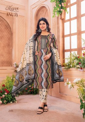 Anuja vol 2 by Mayur heavy lawn cotton printed neck embroidered dress material catalogue  salwar kameez catalogs